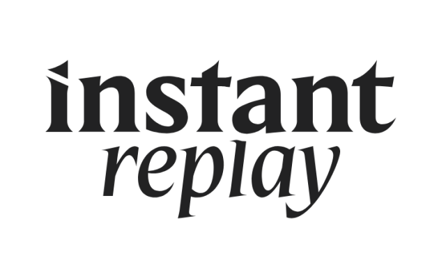 The words Instant Replay in black font on white background