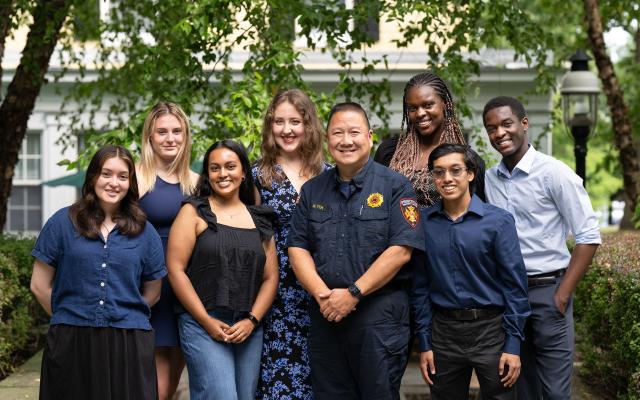 Students standing together with Michael Yeh the director of Princeton Emergency Services